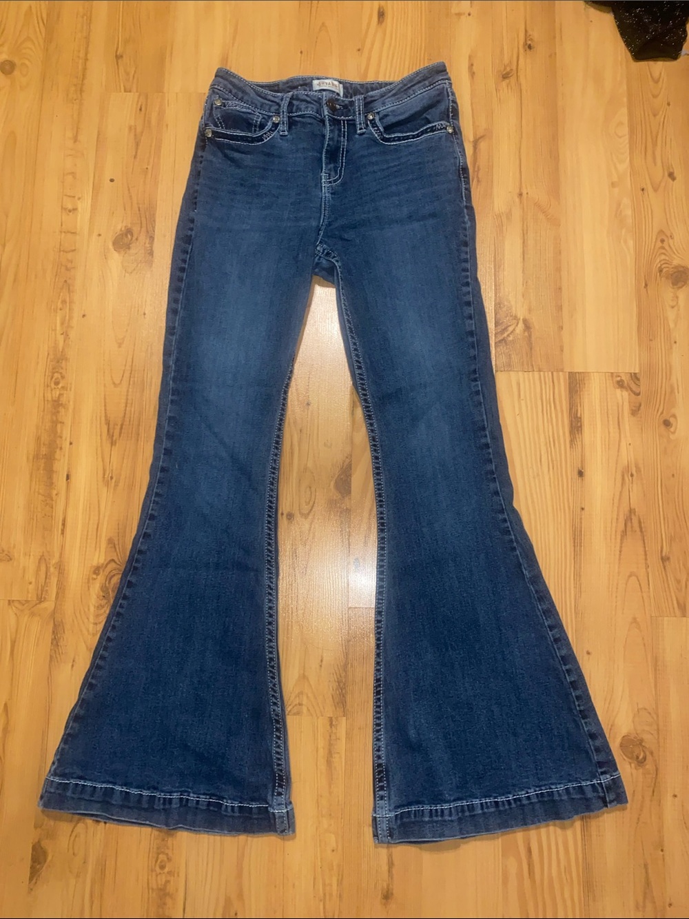 Shyanne Dark Blue Flare Jeans - Wide Leg Denim
